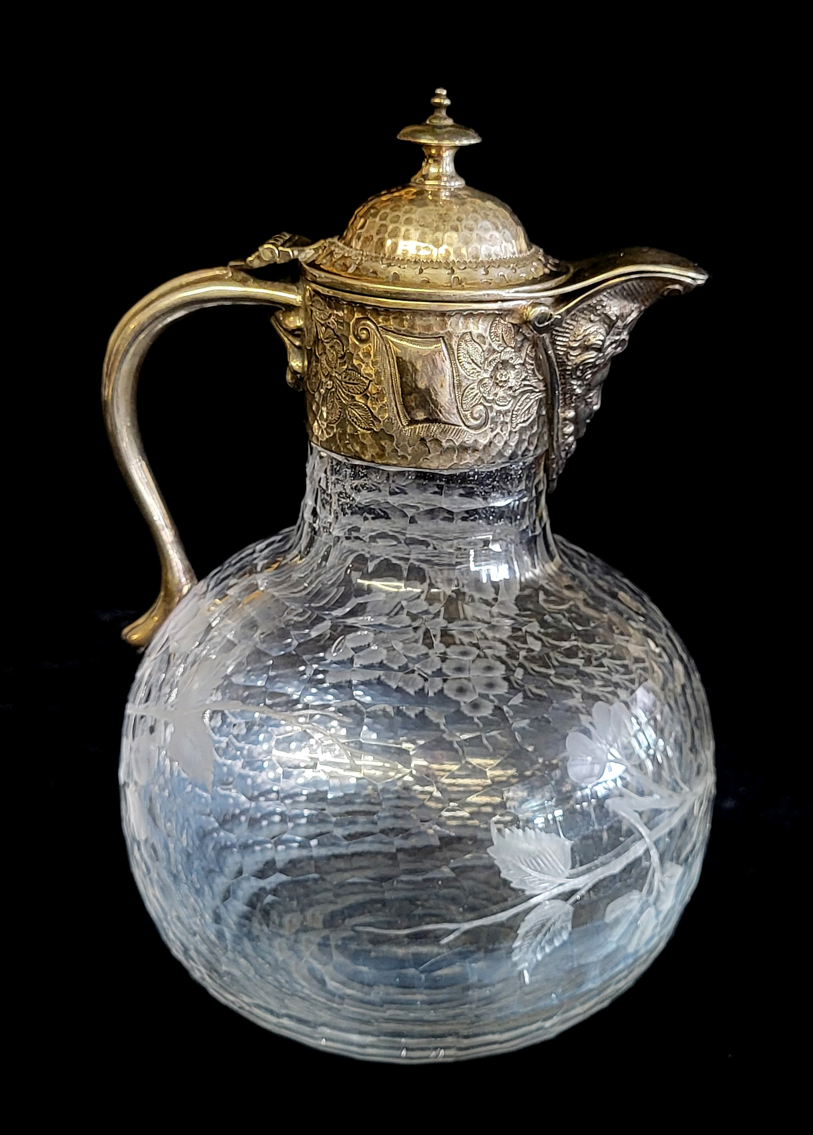 THOMAS WEBB OF STOURBRIDGE, A FINE MID VICTORIAN CUT CRYSTAL GLASS CLARET JUG Silver plated - Image 2 of 2