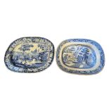 THOMAS FELL OF NORTHUMBERLAND, AN EARLY 19TH CENTURY EARTHENWARE BLUE AND WHITE MEAT DISH With