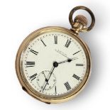 WALTHAM, AN EARLY 20TH CENTURY GOLD PLATED GENTS POCKET WATCH Open face with subsidiary dial and