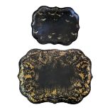 B. WALTON AND CO., TWO 19TH CENTURY PAPIER-MACHE TRAYS Having a scalloped edge and gilt decoration