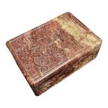 AN EARLY 20TH CENTURY CHINESE SOAPSTONE RECTANGULAR CIGARETTE BOX With carved floral decoration. (
