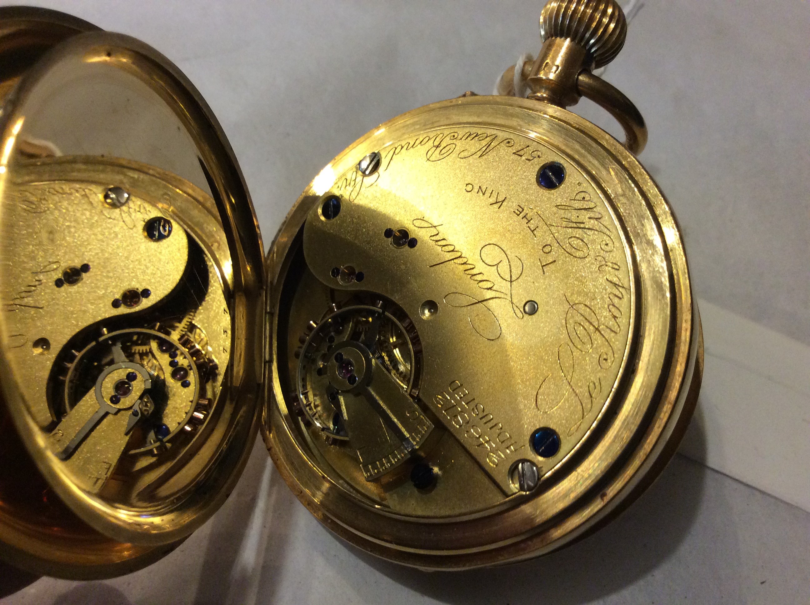 LEROY ET FILS, AN EARLY 20TH CENTURY 18CT GOLD GENTS DEMI HUNTER POCKET WATCH Having blue enamel - Image 5 of 5