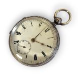A VICTORIAN SILVER POCKET WATCH Open face, white dial marked ‘9135’ and key wound mechanism,