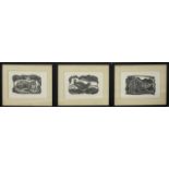 IN THE MANNER OF ERIC RAVILIOUS, 1903 - 1942, A SET OF THREE BLACK AND WHITE PRINTS Comprising an