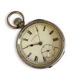 AN EARLY 20TH CENTURY CONTINENTAL SILVER GENTS POCKET WATCH Open face with fine engraved