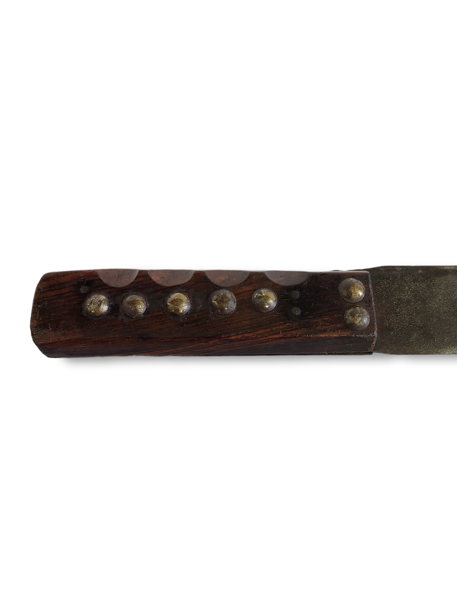 A LATE 19TH CENTURY NORTH AMERICAN INDIAN DOUBLE EDGED FIGHTING KNIFE The hardwood grip with stud - Image 3 of 4