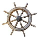 NAVAL INTEREST, BROWN BROS & CO. OF EDINBURGH, A 19TH CENTURY WOODEN SHIP’S WHEEL With right spokes,