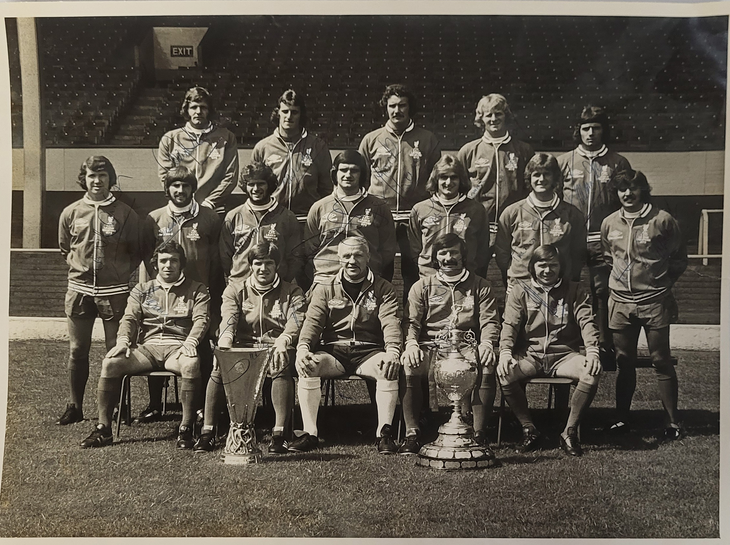 LIVERPOOL FOOTBALL CLUB,A LARGE AUTOGRAPHED BILL SHANKLEY TEAM PHOTOGRAPH Hand signed by the 1973/