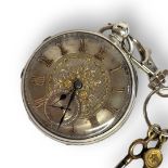 A VICTORIAN SILVER FUSÉE GENT’S POCKETWATCH The silver tone dial inlaid with yellow gold, engine