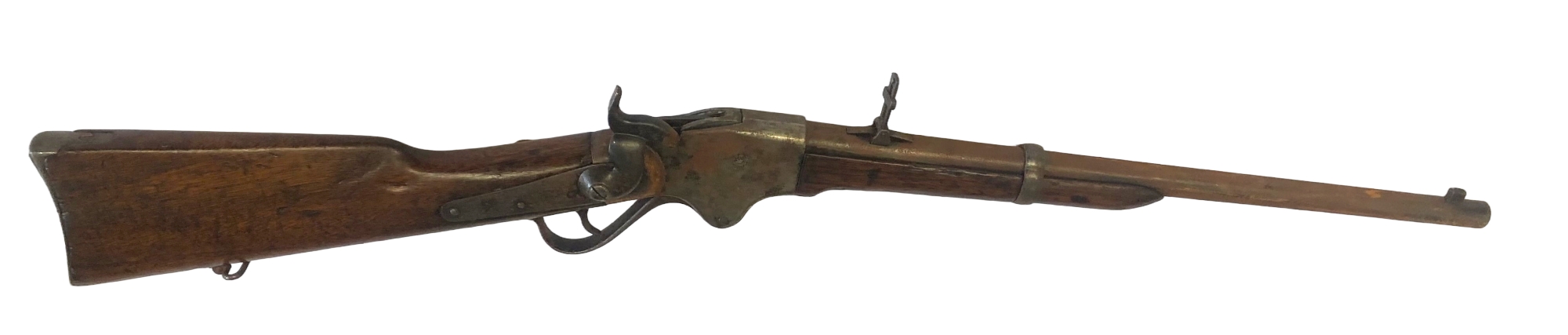 AN AMERICAN CIVIL WAR PERIOD SPENCER LEVER ACTION REPEATING RIFLE. (barrel 47cm, overall 94cm)