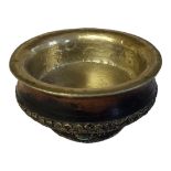 AN ANTIQUE 18TH/19TH CENTURY SINO-TIBETAN TRIBAL EXOTIC WOOD PEDESTAL BOWL Interior carved with