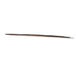 AN ANTIQUE NATIVE AMERICAN INDIAN WOODEN BOW Curved tapering form with carved finials and hand