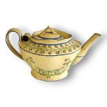 A FINE ENGLISH 18TH CENTURY BROWN FELDSPATHIC STONEWARE TEAPOT, CIRCA 1780 Moulded in relief and