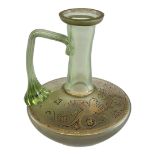 AN EARLY 20TH CENTURY LOETZ MANNER GREEN IRIDESCENT GLASS EWER Of Neoclassical shape, Circa 1900,