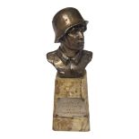 A GERMAN NAZI PERIOD DESK SILVER PLATED BUST Athletics sporting trophy, dated 1938, with engraved