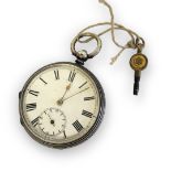 A 19TH CENTURY CONTINENTAL SILVER GENTS POCKET WATCH Open face with subsidiary seconds dial and