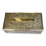 AN EARLY 20TH CENTURY INDIAN SILVER RECTANGULAR CIGARETTE BOX With embossed and engraved floral