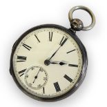A VICTORIAN SILVER POCKET WATCH Open face with subsidiary seconds dial, hallmarked silver case and