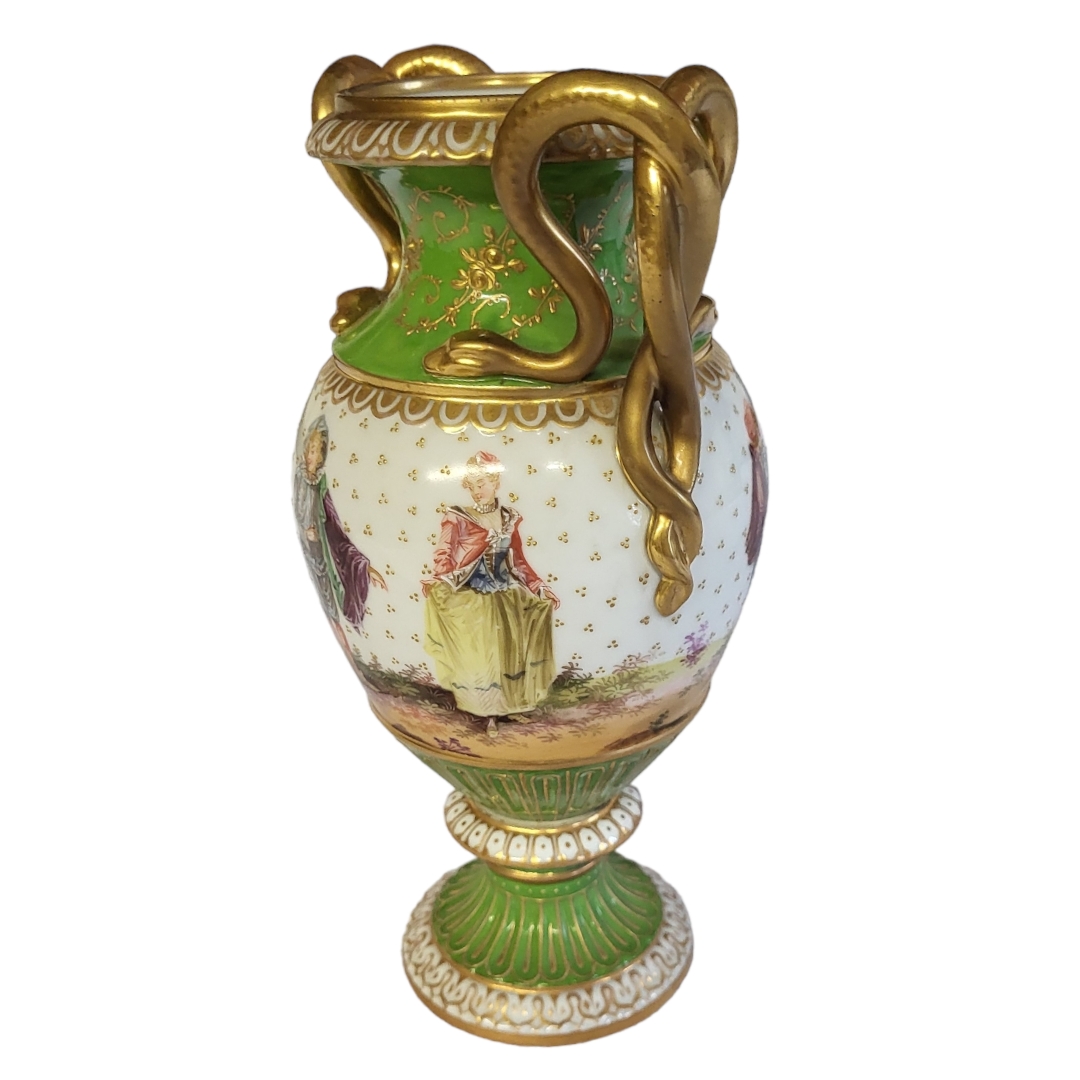 AN EARLY 20TH CENTURY REICHMANNSDORF OF THURINGIA HARD PASTE PORCELAIN CABINET JEWELLED PEDESTAL - Image 2 of 4