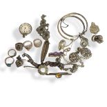 A COLLECTION OF VINTAGE SILVER AND WHITE METAL JEWELLERY Comprising a Continental silver ladies’