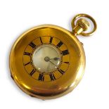 LEROY ET FILS, AN EARLY 20TH CENTURY 18CT GOLD GENTS DEMI HUNTER POCKET WATCH Having blue enamel