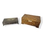 AN ART DECO PERIOD CONTINENTAL EXOTIC WOOD CIGARETTE CASE AND COVER Two section cigarette case, with