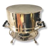 AN ART DECO MANNER SILVER PLATED BREAKFAST DISH/FOOD WARMER With removable top circular tray, food