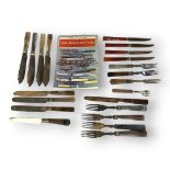 A COLLECTION OF VICTORIAN SILVER PLATE AND HARDSTONE CUTLERY To include a set of four fish knives