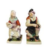 STAFFORDSHIRE, A PAIR OF FIGURES BY KENT MODELLED AS THE COBBLER AND HIS WIFE Raised on square