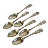 A SET OF SIX SCOTTISH GEORGIAN SILVER TEASPOONS Plain form with engraved initials, hallmarked ‘RG’