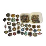 A COLLECTION OF SEVENTY VINTAGE 'CELTIC 'COSTUME JEWELLERY BROOCHES Various designs with coloured