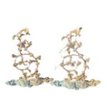 A PAIR OF DECORATIVE 19TH CENTURY VICTORIAN WALL SCONCES Decorated with scrolling foliage and