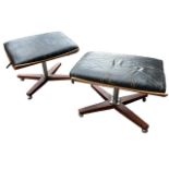 MANNER OF CHARLES & RAY EAMES, TWO ROSEWOOD LOUNGE STOOL (model 671 style), raised on chrome