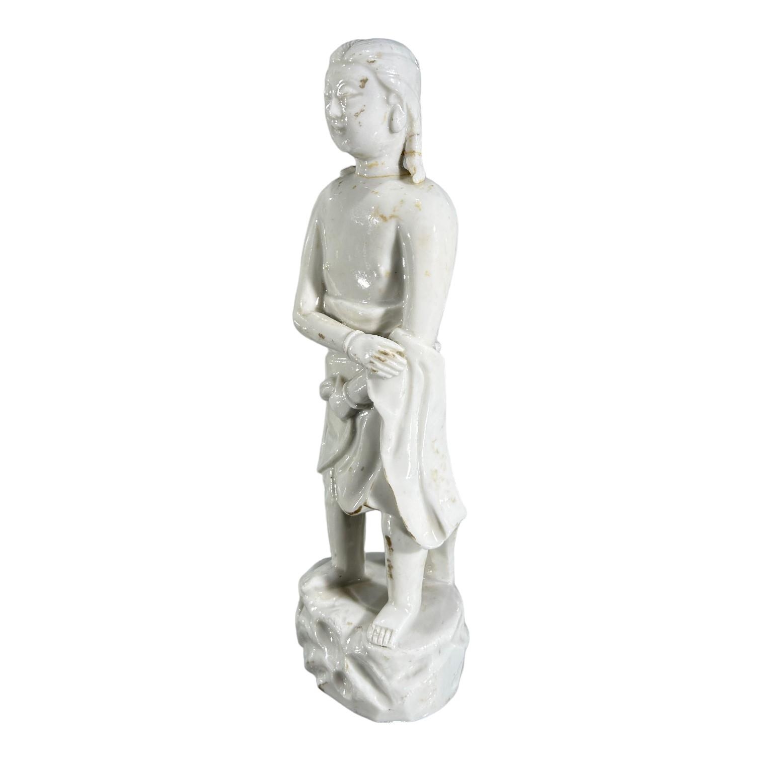 A LATE 17TH/EARLY 18TH CENTURY CHINESE BLANC DE CHINE PORCELAIN MODEL OF ‘ADAM’, DEHUA KILNS. (h - Image 2 of 3