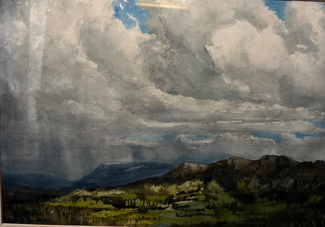 A LATE 19TH/EARLY 20TH CENTURY (POSSIBLY IRISH) WATERCOLOUR Stormy mountain landscape, unsigned,