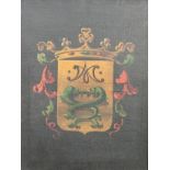 A BRITISH SCHOOL 19TH CENTURY OIL ON CANVAS LAID TO BOARD Heraldic coat of arms, jewelled crown