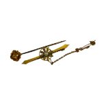 A VICTORIAN 15CT GOLD AND DIAMOND STICK PIN TOGETHER WITH A FLORAL 9CT GOLD AND PEARL BAR BROOCH