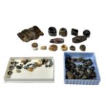 A COLLECTION OF STONE AND CERAMIC BEADS, QUARTZ STONES AND OTHERS, POSSIBLY NEOLITHIC.
