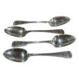 MARTIN, HALL & CO., FOUR VICTORIAN SILVER SPOONS, HALLMARKED LONDON, 1883. (length 22cm, 209.7g)