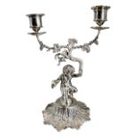 AUGUSTUS GEORGE PIESSE, A VICTORIAN SILVER CANDELABRA, HALLMARKED LONDON, 1860 Stem fashioned as a