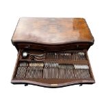 THOMAS WARD & SONS, A 20TH CENTURY MAHOGANY CANTEEN CHEST OF SILVER PLATED CUTLERY, HAVING