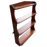 A 19TH CENTURY MAHOGANY FOUR TIER WALL HANGING WATERFALL BOOK SHELF. (h 78.5cm x d 17cm x w 63cm)