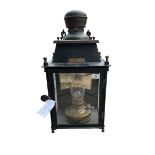 A FRENCH WWI PAINTED COPPER AND BRASS OIL LANTERN (NOW CONVERTED TO ELECTRICITY) Hanging, wall