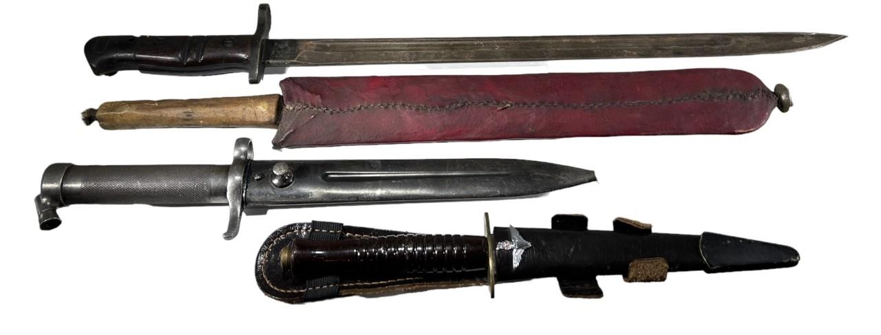 A COLLECTION OF FOUR WWI AND WWII BAYONETS AND DAGGERS To include an early 20th Century Swedish EJ - Image 2 of 2