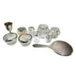 A COLLECTION OF 19TH CENTURY AND LATER SILVER & SILVER MOUNTED GLASSWARE To include three shot