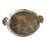 A FRENCH CHRISTOFLE GALLIA RANGE SILVER PLATED TWIN HANDLED CARD LA VISTE DISH, CIRCA 1910