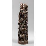 19TH CENTURY AFRICAN TRIBAL SPIRITUAL TOTEM POLE SCULPTURE. (h 46cm)