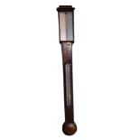 S. CLEAVER, LONDON, A GEORGIAN MAHOGANY STICK BAROMETER Having a mercurial glass tube with silver