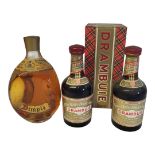 DIMPLE WHISKY, A VINTAGE 26¾ FLUID OUNCE BOTTLE Along with a 750ml bottle of Drambuie, boxed and two