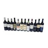 TWELVE 750ML BOTTLES OF VARIOUS EUROPEAN RED WINES.